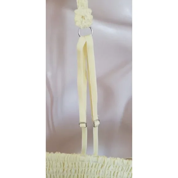 NEW FREE PEOPLE INTIMATELY YELLOW 100% COTTON EYELET EMBROIDERY BRALETTE SMALL - Picture 7 of 11